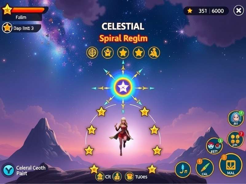 Celestial Spiral Star gameplay screenshot showing celestial realms
